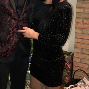 Velvet rhinestone mini dress